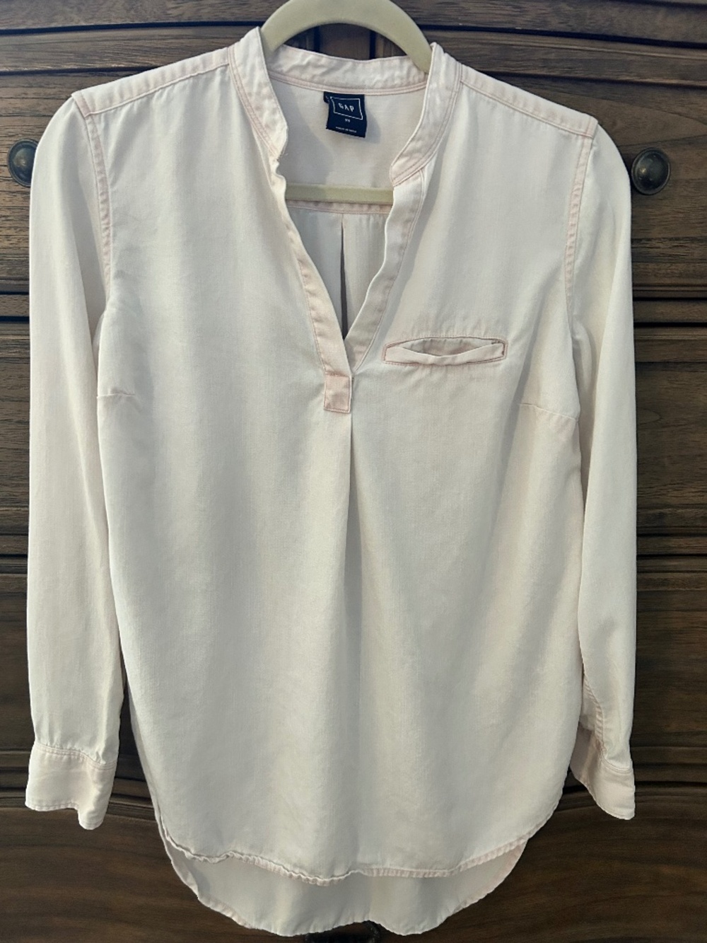GAP Peach Blush Button-Front Tunic Blouse